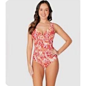 Nip Tuck Wmn Size 12 D/DD Cup Tribal Skin Ruth Tankini Two Piece Swimsuit Orange